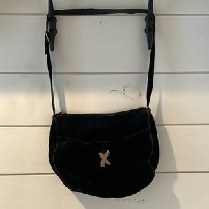 Paloma Picasso Black Suede Shoulder Bag with Dust Bag